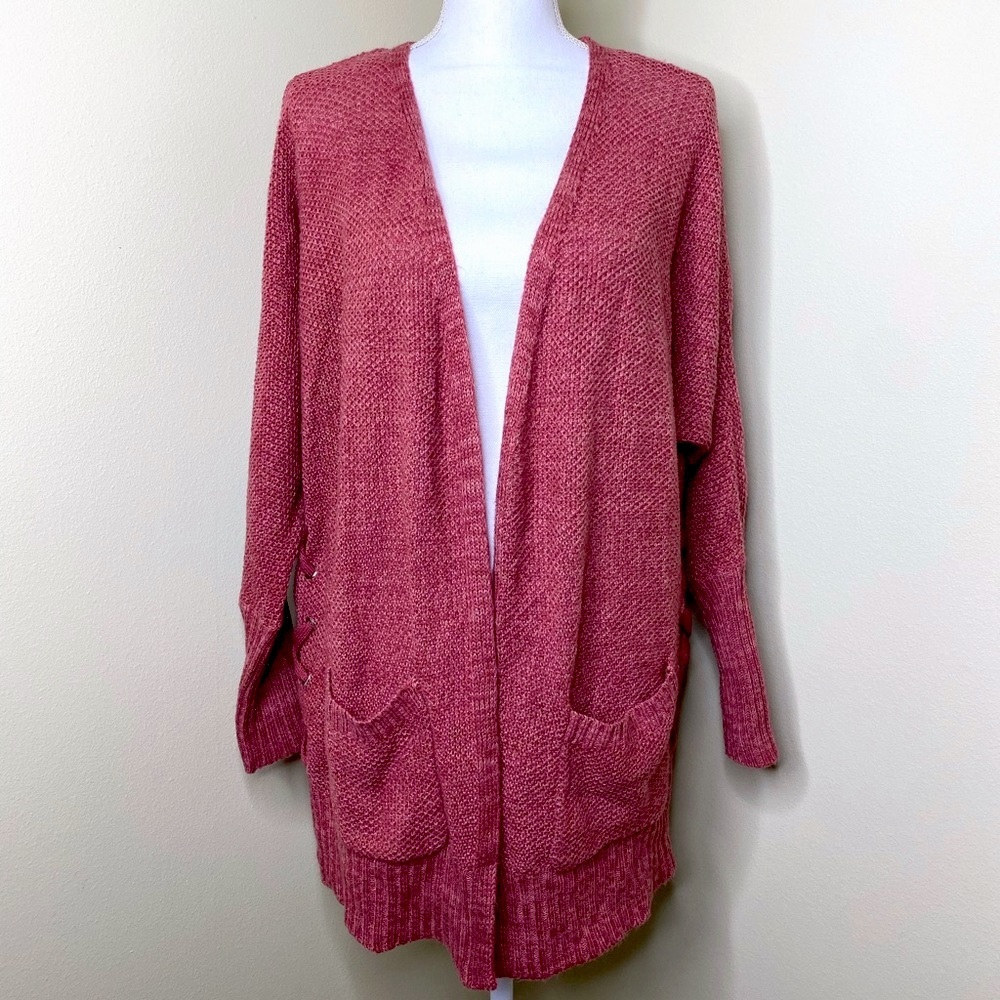 Knit Open Cardigan Pink